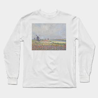 Tulip Fields near The Hague by Claude Monet Long Sleeve T-Shirt